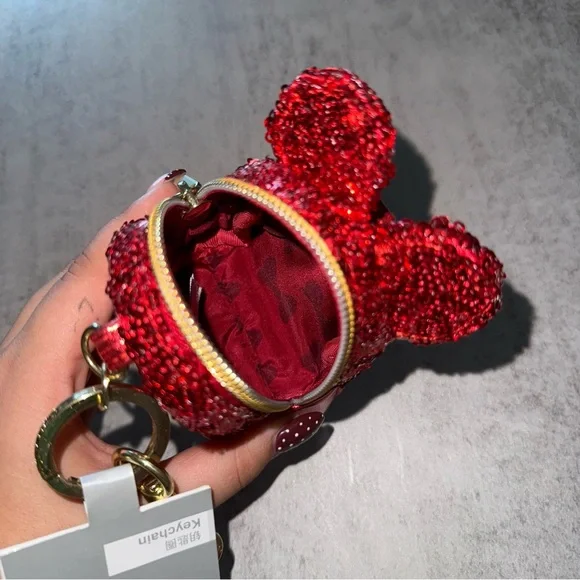 Disney Sequin Mickey Mouse Ear Backpack-Shaped Keychain and Pouch - Picture 3 of 3